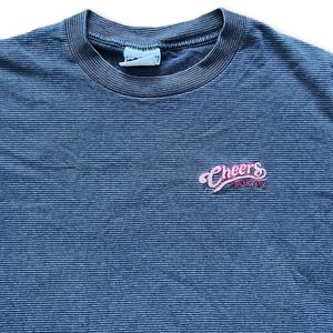 Vintage 90s‎ Cheers Boston Striped Blue T-shirt Large